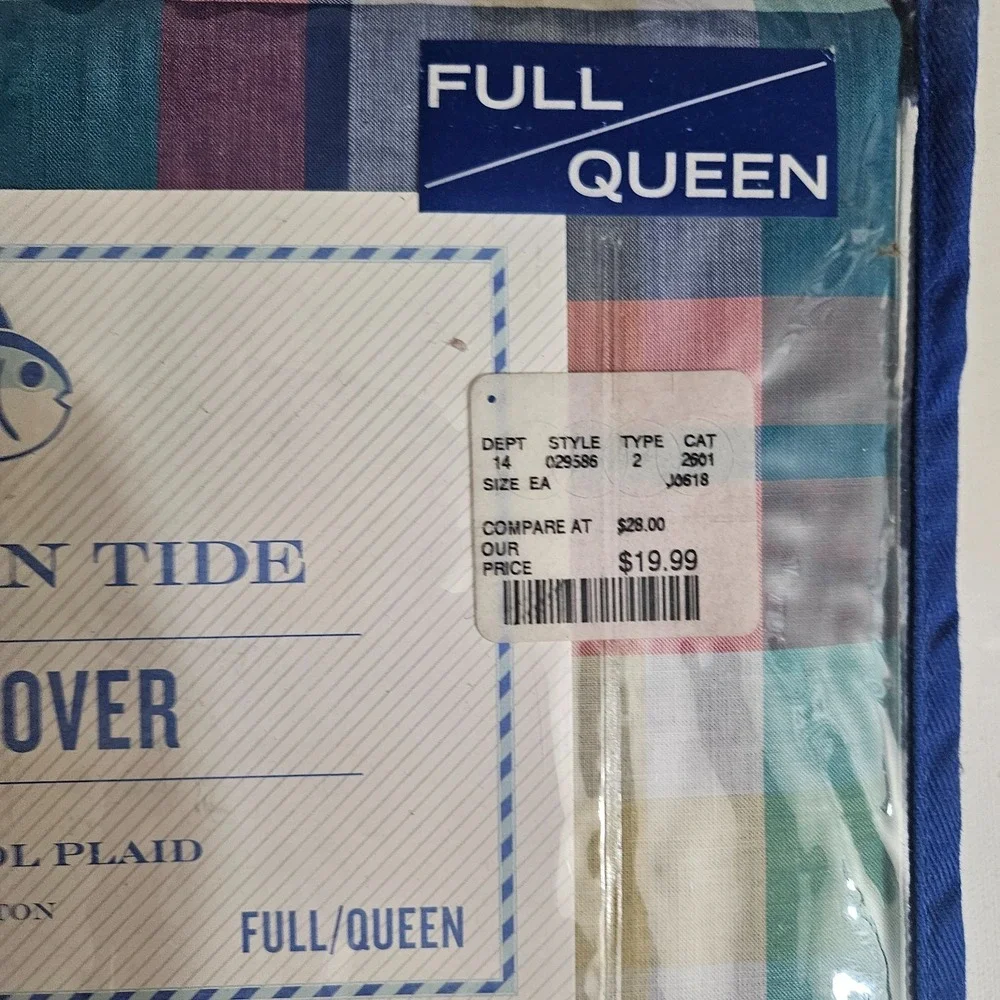 Southern Tide Prep School Plaid Full/Queen Duvet Cover 100% COTTON